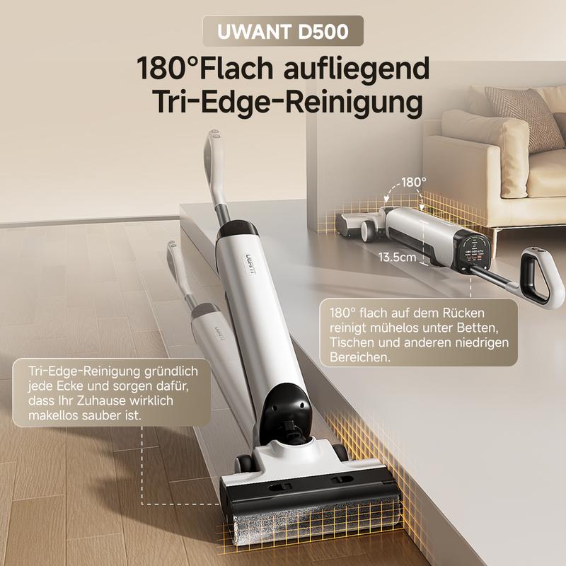 Uwant D500 Wischsauger flach unter Möbeln reinigen – 180° Design